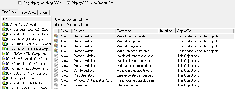 AD Permissions Reporter - Grayed Items